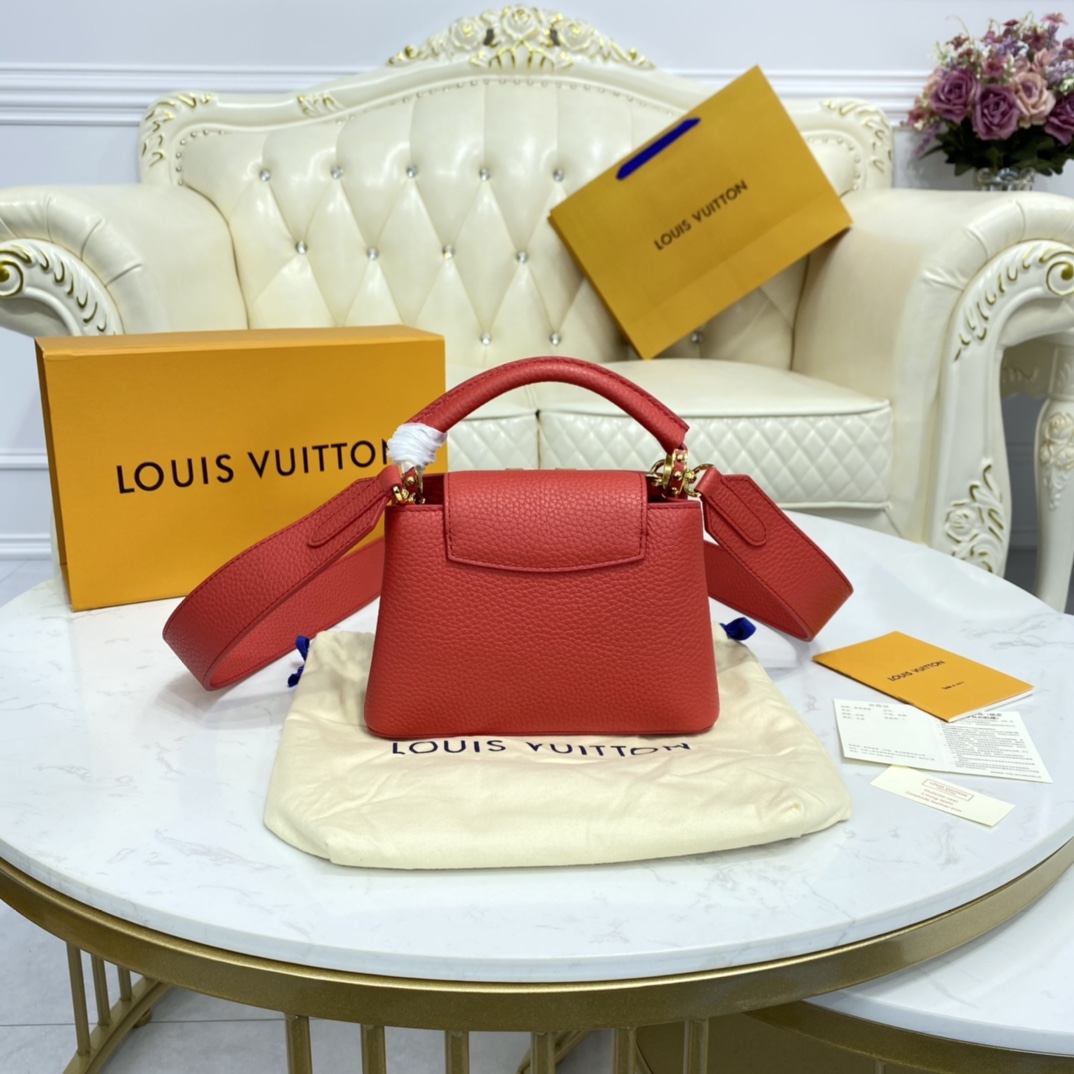 Louis Vuitton CAPUCINES MINI Taurillon Leather Bag M56845 Scarlet Red